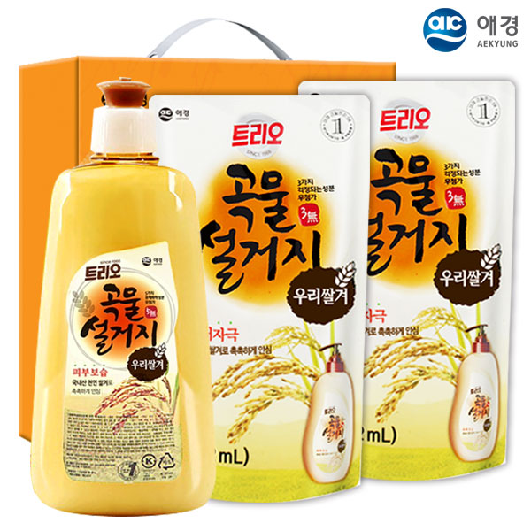 애경 곡물설거지500용기 곡물설거지300리필2P(3종)